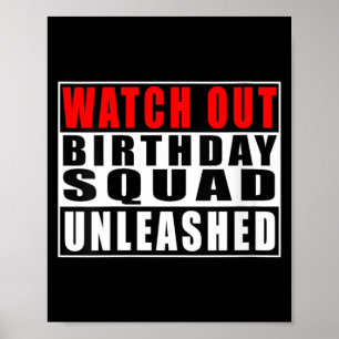 Lustige Damen-Uhr Geburtstags-Squad Unleashed Poster