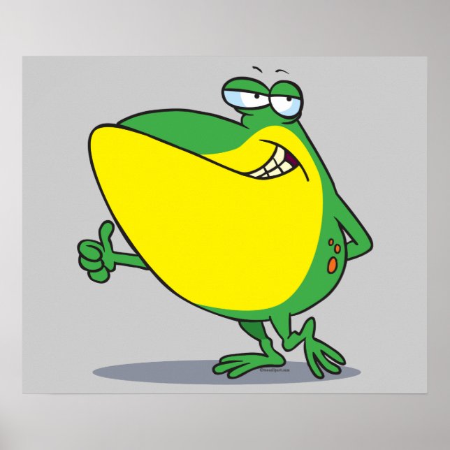 lustige Daumen für Froschfrosch-Cartoon Poster (Vorne)