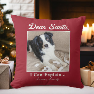 Lustige Dear Santa Katze Weihnachtsfoto Kissen