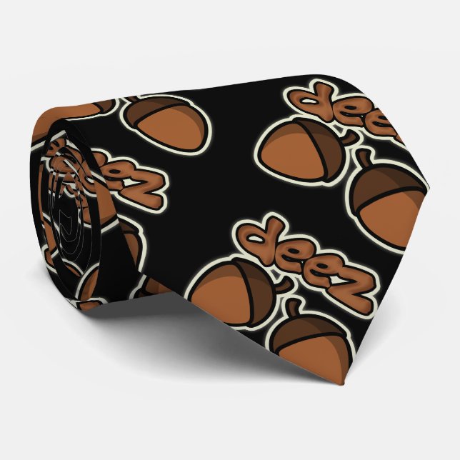 Lustige Deez Nüsse auf Schwarzem Krawatte (Gerollt)