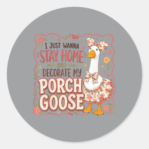 Lustige Deko-Veranda-Gans-Outfit Hübsche Hausfrau Runder Aufkleber