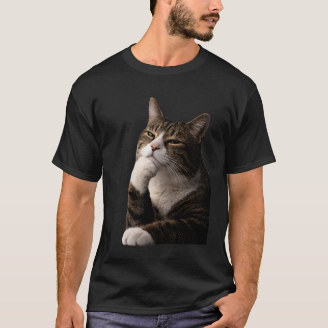 Lustige denkende Katze T-Shirt (Vorderseite)