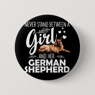 Lustige Deutsche Schäferhund-Kunst für Mädchen Fra Button