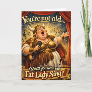 lustige dicke Dame singt Geburtstagswunsch Karte