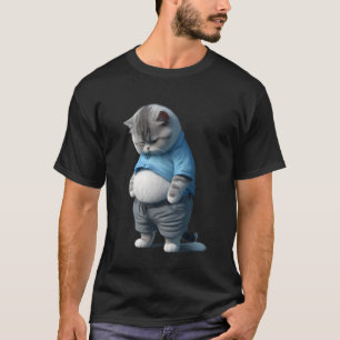 Lustige Dicke Traurige Katze Kunst Design Dickes K T-Shirt