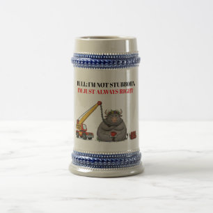 Lustige Dickköpfige Bullen-Zitat - Ich habe immer Bierglas
