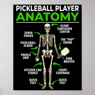 Lustige Dink-Pickleball-Spieler-Anatomie Pickle Ba Poster