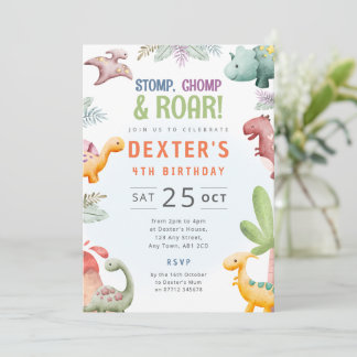 Lustige Dino-Party-Geburtstags-Einladung Dinosauri Einladung