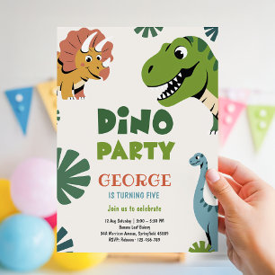 Lustige Dino-Party Süßer Dinosaurier 5. Geburtstag Einladung