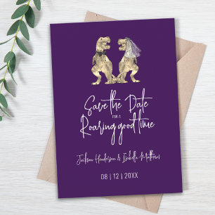 Lustige Dinosaurier Braut und Bräutigam Hochzeit Save The Date