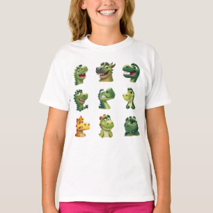 Lustige Dinosaurier-Gesichter – Süßer Cartoon-Dino T-Shirt