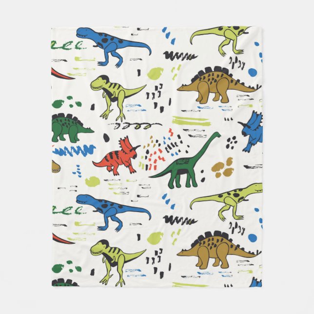 lustige Dinosaurier-Grafik Fleecedecke (Vorderseite)