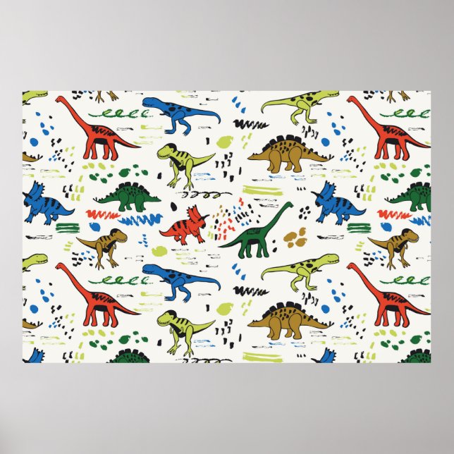 lustige Dinosaurier-Grafik Poster (Vorne)
