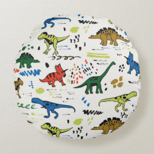 lustige Dinosaurier-Grafik Rundes Kissen