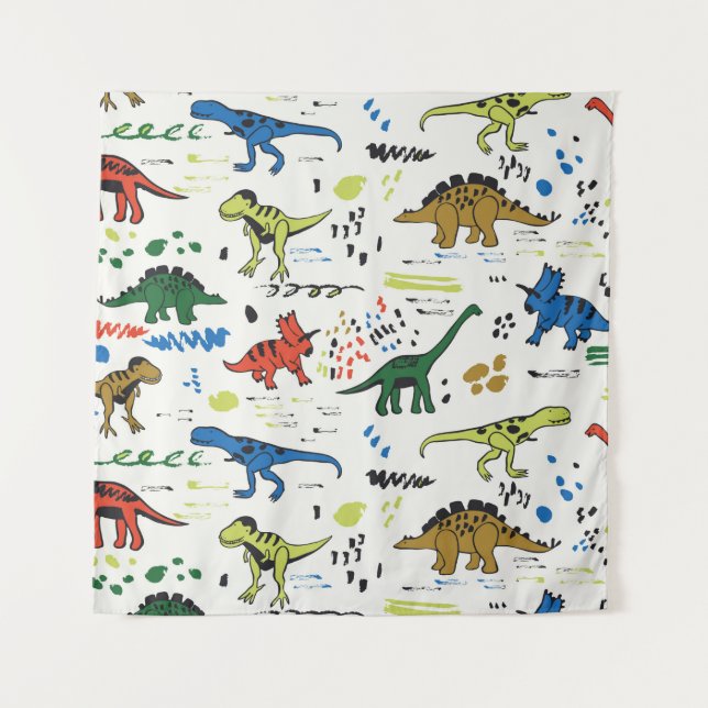 lustige Dinosaurier-Grafik Wandteppich (Vorderseite)