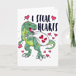 Lustige Dinosaurier-Herzen Valentinstag T-Rex Karte