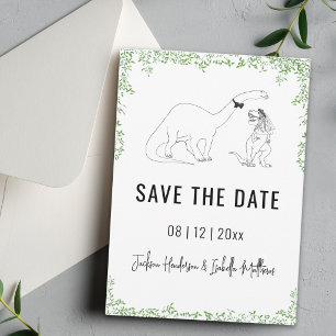 Lustige Dinosaurier-Hochzeit Grün Save The Date