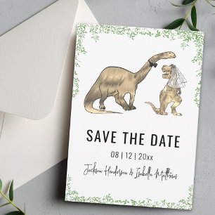 Lustige Dinosaurier-Hochzeit Grün Save The Date