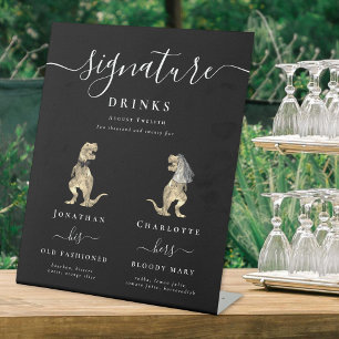 Lustige Dinosaurier Hochzeit Signature Drinks Bar Sockelschild
