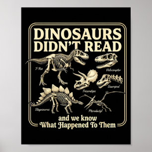 Lustige Dinosaurier lasen nicht bei Bücherwurm-Kin Poster