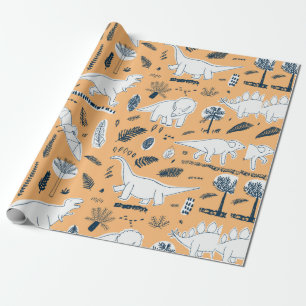 lustige Dinosaurier mit Palm-Blätter Geschenkpapier