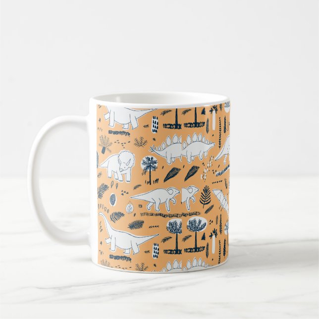 lustige Dinosaurier mit Palm-Blätter Kaffeetasse (Links)