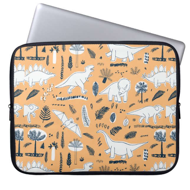 lustige Dinosaurier mit Palm-Blätter Laptopschutzhülle (Vorderseite)