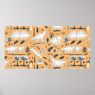 lustige Dinosaurier mit Palm-Blätter Poster