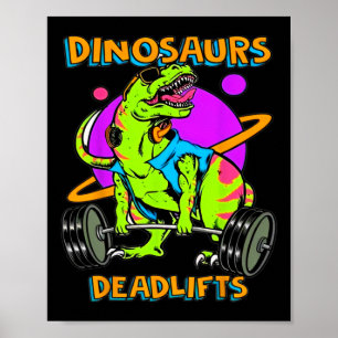 Lustige Dinosaurier Und Deadlifts Gewichtheben Bod Poster