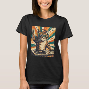 Lustige DJ-Katze Disco-Kopfhörer Musik-Party-Liebh T-Shirt