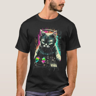 Lustige DJ-Katze spielt feline Grooves T-Shirt