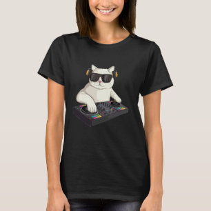 Lustige DJ-Katze Techno-Musik-Festival-Fan Musiker T-Shirt