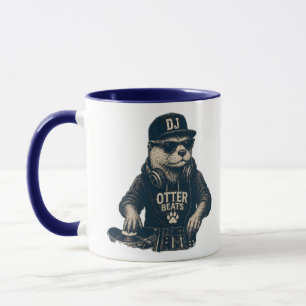 Lustige DJ-Otter-Vintage-EDM-Plattenspieler-Illust Tasse