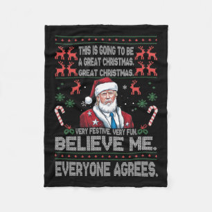 Lustige Donald Trump Frohe Weihnachten Xmas Pyjama Fleecedecke