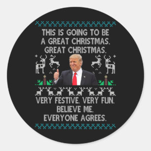 Lustige Donald Trump Frohe Weihnachten Xmas Pyjama Runder Aufkleber