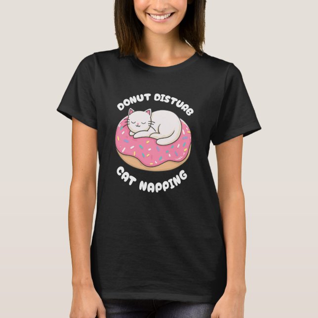 Lustige Donut-Katze T-Shirt (Vorderseite)