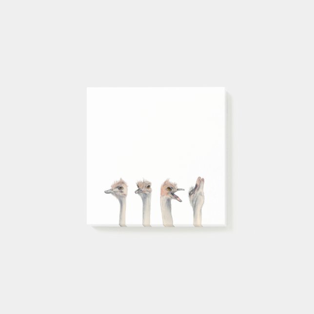 Lustige Drama-Königin des Strauß-Vogel-Aquarell-| Post-it Klebezettel (Vorderseite)