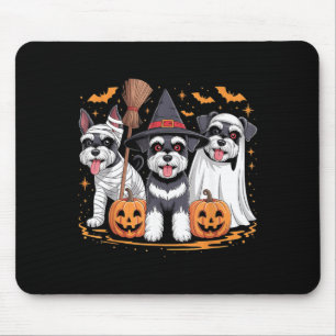 Lustige drei Miniaturschnauzer-Kürbis-Halloween Mousepad