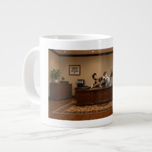 Lustige Dreifarbenkatze wirft eine Vase um Chaos Jumbo-Tasse