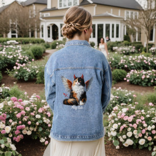 Lustige Dreifarbige Dämonen- und Engelkatze  Jeansjacke