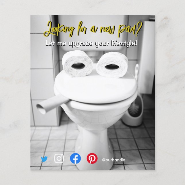 lustige echte Anwesen Postkarte gekräuselte Toilet Flyer (Vorne)