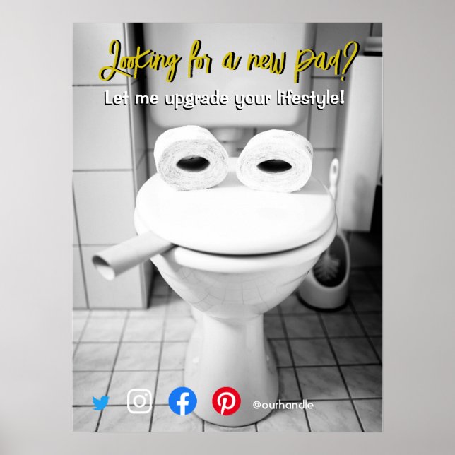 lustige echte Anwesen Postkarte gekräuselte Toilet Poster (Vorne)