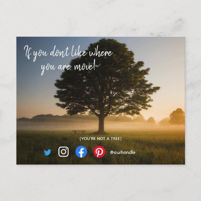 lustige echte Anwesen Postkarte Sie sind kein Baum (Vorderseite)