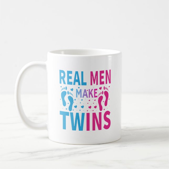 Lustige echte Männer Zwilling Wortkunst Kaffeetasse (Links)