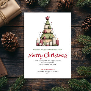 Lustige editierbare Weihnachtsbaum-Grußkarte Feiertagskarte