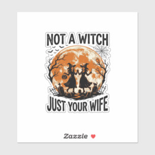 Lustige Ehefrau Halloween Vintage Hexe Mond Design Aufkleber