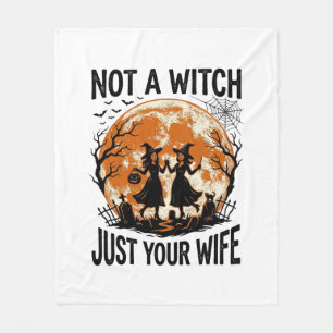 Lustige Ehefrau Halloween Vintage Hexe Mond Design Fleecedecke