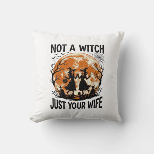 Lustige Ehefrau Halloween Vintage Hexe Mond Design Kissen
