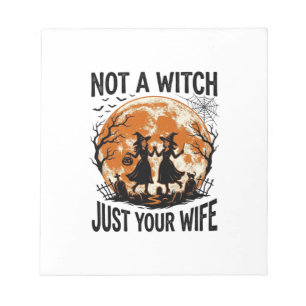 Lustige Ehefrau Halloween Vintage Hexe Mond Design Notizblock