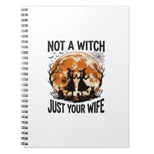 Lustige Ehefrau Halloween Vintage Hexe Mond Design Notizblock